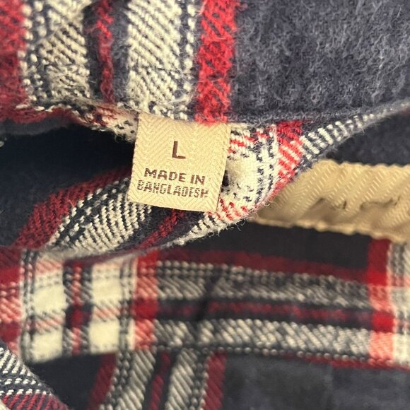 Jachs Flannel Button Up Shirt Size L Pockets Casual Heavy Plaid Blue Red Outdoor - Picture 5 of 11